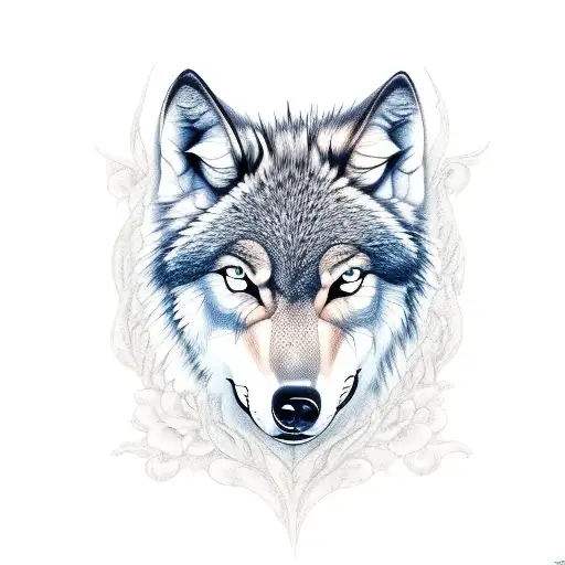 2 children with 1 wolf tattoo design idea