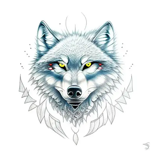 2 children Wolf tattoo design idea