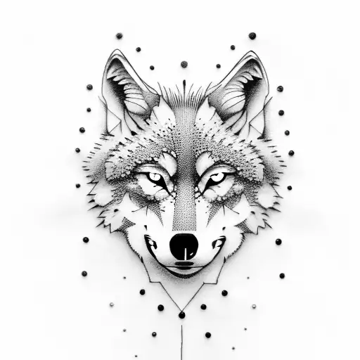 Wolf with children tattoo design idea