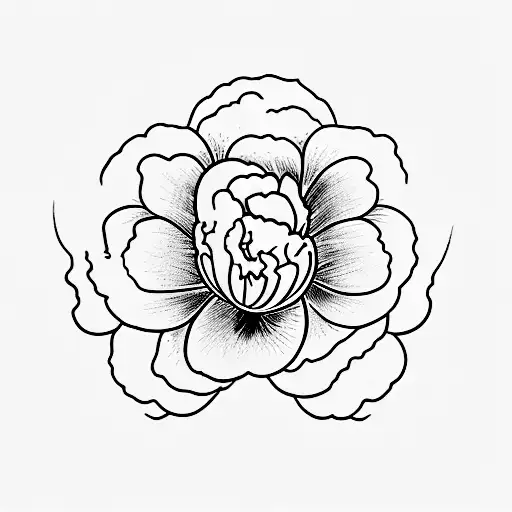 Create a minimalist tattoo of a geologist's hammer with a blooming peony flower tattoo design idea