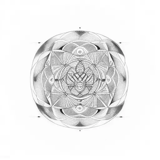 Ikigai symmetry with circle around it. Within one of the circle overlaps add a wave.  tattoo design idea