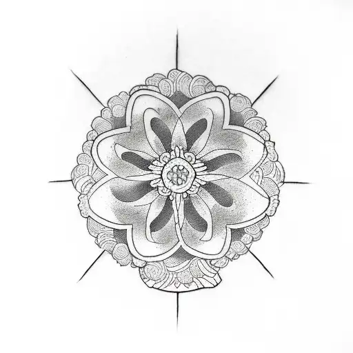 Ikigai flower with circle around it.  tattoo design idea