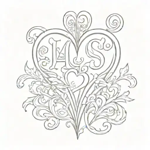heart with initials a and s tattoo design idea