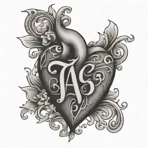 heart with initials a and a tattoo design idea