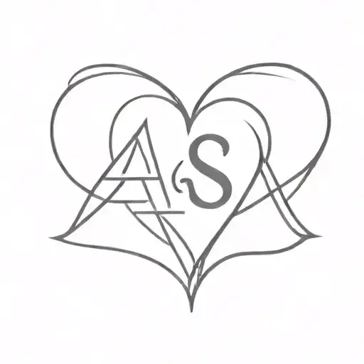 heart with initials a and s tattoo design idea