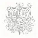 heart with initials a and s tattoo design idea