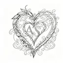 heart with initials a and s tattoo design idea