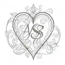 heart with initials a and s tattoo design idea