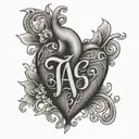 heart with initials a and a tattoo design idea