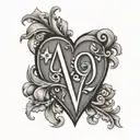 heart with initials a and a tattoo design idea