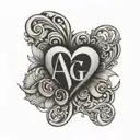 heart with initials a and a tattoo design idea