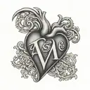 heart with initials a and a tattoo design idea