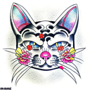 cat with heart tattoo design idea