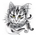 cat with heart tattoo design idea