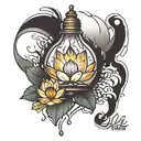 shattered light bulb lotus  tattoo design idea