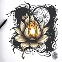 shattered light bulb lotus  tattoo design idea