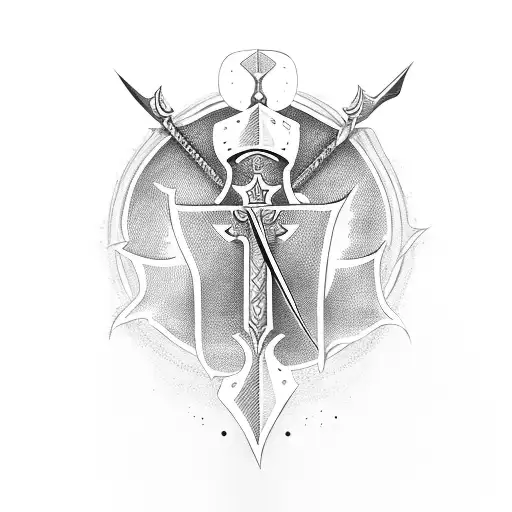 knight sword with bible verse tattoo design idea