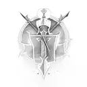 knight sword with bible verse tattoo design idea