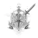 knight sword with bible verse tattoo design idea