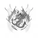 A blackwork tattoo of a fiery dragon breathing flames shaped like cooking utensils, representing the passion for both fire and cooking tattoo design idea