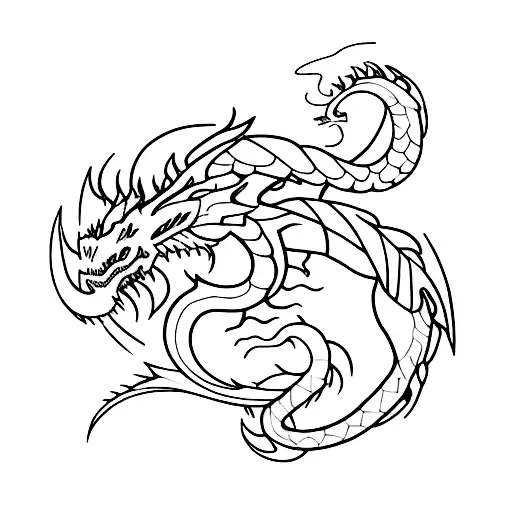 dragones y ramas de laurel  tattoo design idea