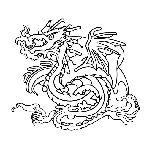 dragon, ramas de laurel  tattoo design idea
