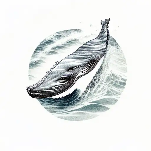 whale with waves tattoo design idea