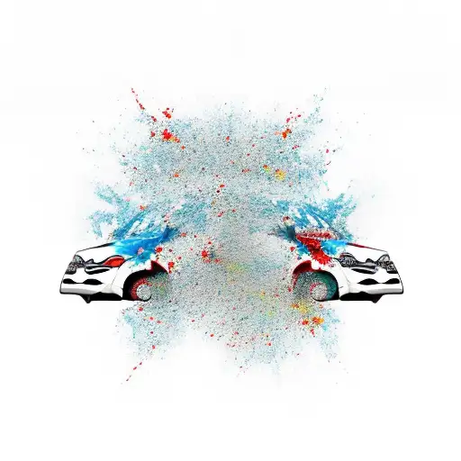 red car toyota yaris crash accident tattoo design idea