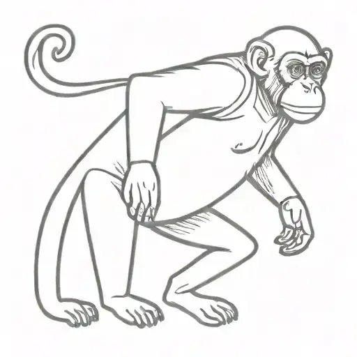I would like a monkey wearing suit pants that are too big for him around the waist but are too short for his legs. He mu tattoo design idea
