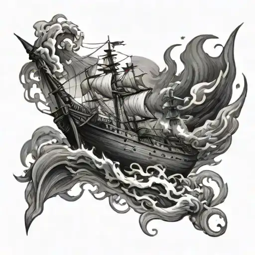 burning ship tattoo design tattoo design idea