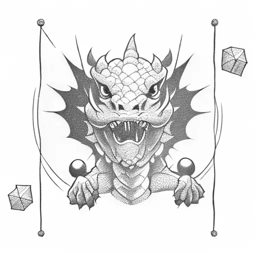 Boxing ring with a dragon referee tattoo design idea