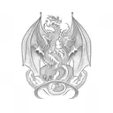 Boxing ring with a dragon referee tattoo design idea