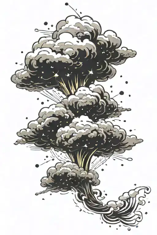 super nova explosion cloud with universe coming tattoo design idea