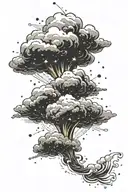 super nova explosion cloud with universe coming tattoo design idea