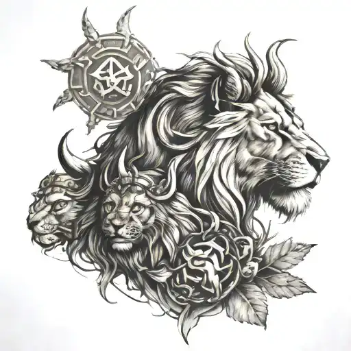 aslan ve vikings symbols tattoo design idea