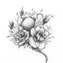 birth flower bouquet for may june and july tattoo design idea