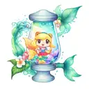 animal crossing new horizons mermaid hourglass tattoo design idea