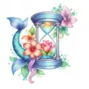 animal crossing new horizons mermaid hourglass tattoo design idea