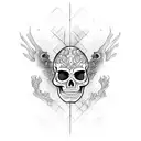 full body skeletons standing on flames tattoo design idea