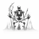 full body skeletons standing on flames tattoo design idea