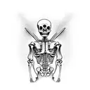 full body skeletons standing on flames tattoo design idea