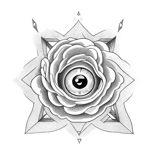 All Seeing Eye with japanese roses tattoo design idea