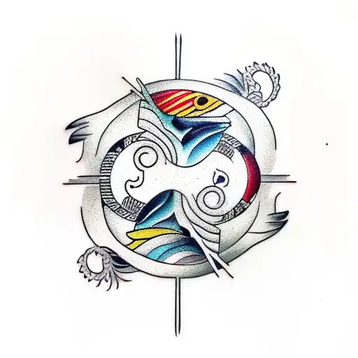 black cat white fish yin yang tattoo design idea