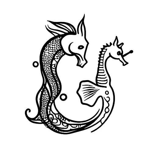 orchid and seahorse tattoo design idea