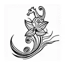 orchid and seahorse tattoo design idea