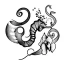 orchid and seahorse tattoo design idea