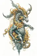Mythical creature combining elements tattoo design idea