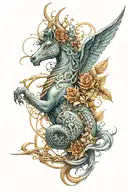 Mythical creature combining elements tattoo design idea