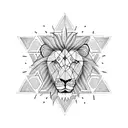 Star of David with lion tattoo design idea