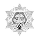 Star of David with lion tattoo design idea